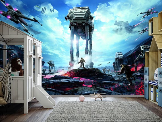 Star Wars Wallpaper Boy Bedroom Spaceship Wall Mural Teen Nursery Darth Vader Self Adhesive Wallpaper Accent Wallpaper Peel Stick X306 Etsy UK