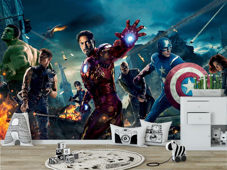 Iron Man EndGame Wall Art Marvel Comics Wall Mural Avengers Wallpaper I Love You 3000 Self Adhesive Wallpaper Peel and Stick Wallpaper X292