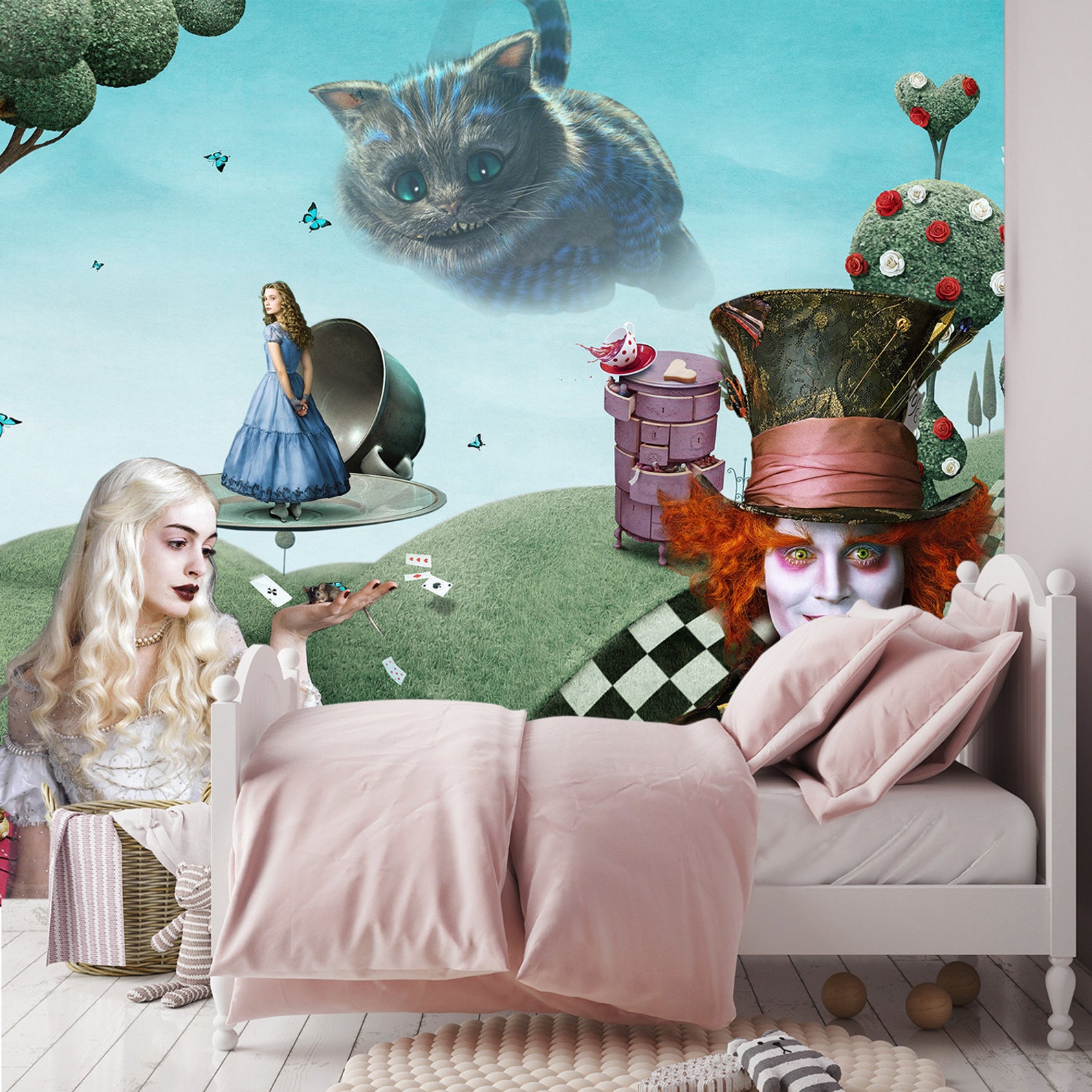 Wall Mural Alice in Wonderland. Alice Wallpaper Cheshire Cat | Etsy