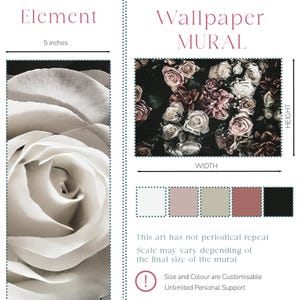 Watercolor Flower Wallpaper Bedroom. Dark Floral Wallpaper Removable Wallpaper Mural. Self Adhesive Wallpaper. Peel and Stick Wallpaper X183 imagen 10