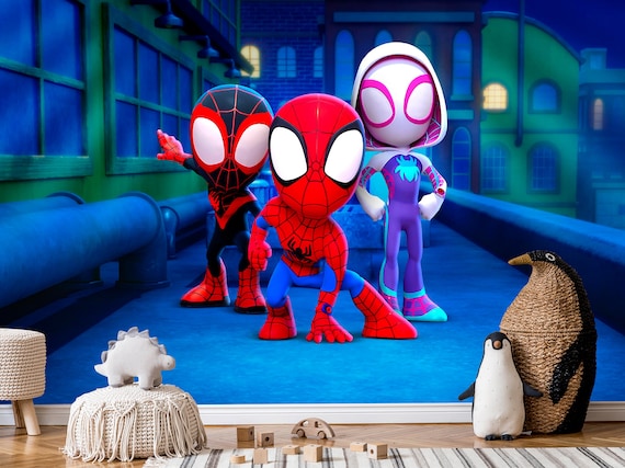 Cartoon Spiderman Wallpaper Boys Game Room, Superhero Spider and