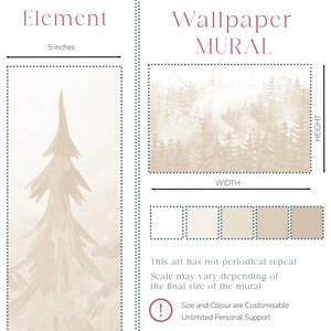 Pine Forest Wallpaper Woodland Neutral Nursery, Whimsical Wall Mural Toddler Boy Girl Room, Hunting Decor Playroom with Ombre Mountains X101 bild 8