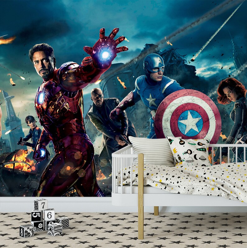 Iron Man EndGame Wall Art Marvel Comics Wall Mural Avengers Wallpaper I Love You 3000 Self Adhesive Wallpaper Peel and Stick Wallpaper X292