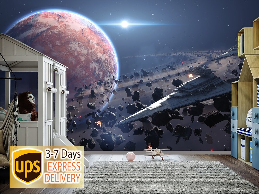 Star Wars Wallpaper Boy Girl Bedroom, Starwars Wall Mural, Spaceship