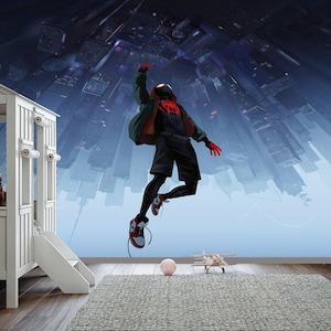 Superhero Spider Verse Wallpaper Peel stick, Cartoon Spiderman Wallpaper Boys Game Room, Spiderman Wall Mural Nursery Remove Kids Decor X138