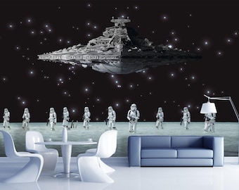 Star Wars Wallpaper Nursery. Spaceship Wall Mural. Darth Vader Wall Art. Self Adhesive Wallpaper Space. Peel and Stick Wallpaper Dark X872