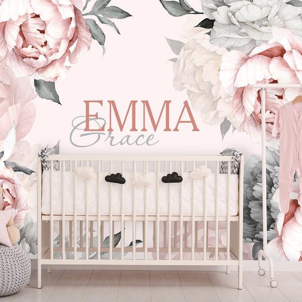 Baby Girl Nursery Wallpaper Etsy