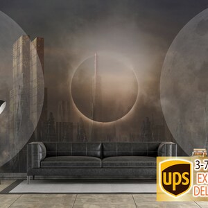 Dark Unicorn Wallpaper Fantasy Wall Art Space Wall Print Universe Unicorn Wall Decor Moon and Star Self Adhesive Wallpaper Peel /& Stick X380