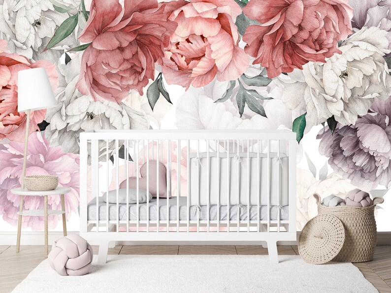 Vintage Peony Floral Mural | Temporary & Regular Wallpaper | Livettes | Livettes Wallpaper