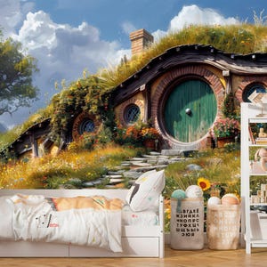 Lord of the Rings Wall Mural Wallpaper Peel and Stick Nursery, Fantasy Wallpaper Kids Room, Hobbit Fairytale Wall paper Lotr Bag End Art 744