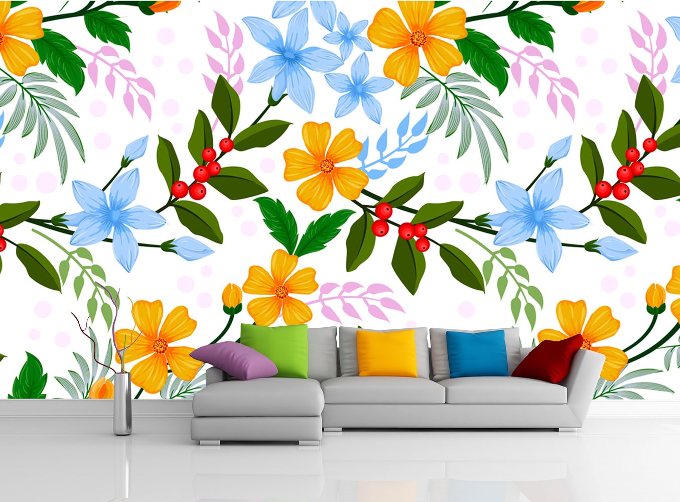 Colorful Flower Wallpaper for Nursery Girl. Floral Wallpaper - Etsy
