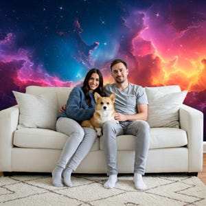 Celestial Love Under the Stars Wallpaper Peel and Stick Vibrant Galaxy Nebula Wall Mural Modern Home Decor Peel & Stick Cosmic Universe Art