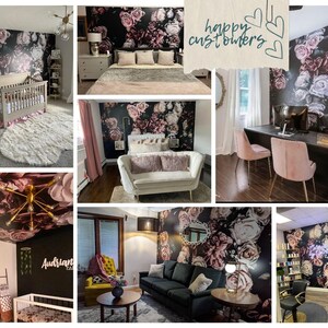 Watercolor Flower Wallpaper Bedroom. Dark Floral Wallpaper Removable Wallpaper Mural. Self Adhesive Wallpaper. Peel and Stick Wallpaper X183 imagen 9