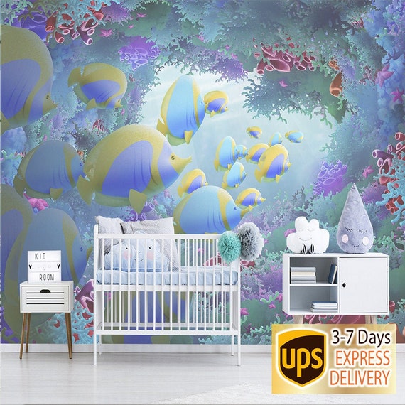 Underwater Wallpaper Nursery. Nautical Wallpaper Kid. Remove Etsy
