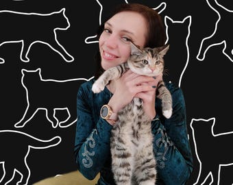 Black Cat Wallpaper Peel and Stick Bedroom, Teen Wallpaper Black and White Cats Wallpaper Roll, Animal Lovers Wall Mural Self Adhesive XC74