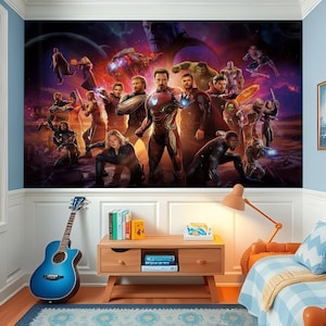 Superhero Wallpaper Peel and Stick Boy Bedroom - Superhero Wall Mural Teen Room Decor - Self Adhesive Comics Wallpaper NurseryX235