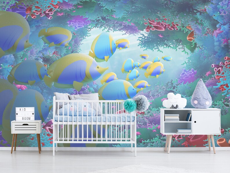 Underwater Wallpaper Nursery. Nautical Wallpaper Kid. Remove Etsy