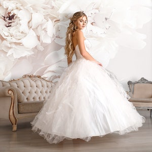 Pastel Peony Flower Wallpaper / Peonies Floral Wall Mural Girl - Etsy