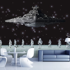 Star Wars Wallpaper Nursery. Spaceship Wall Mural. Darth Vader Wall Art. Self Adhesive Wallpaper Space. Peel and Stick Wallpaper Dark X872