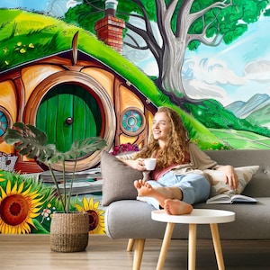 Lord of the Rings Wall Mural Wallpaper Peel and Stick Kids Room, Fantasy Wallpaper Nursery, Hobbit Fairytale Wall paper Lotr Bag End Art 745