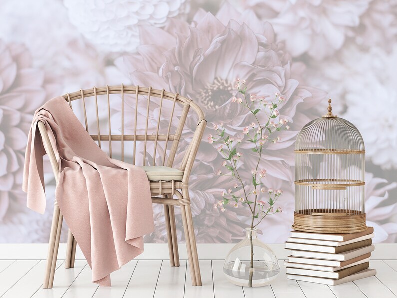 Large Flower Wallpaper for Girl Room. Floral Wallpaper Etsy