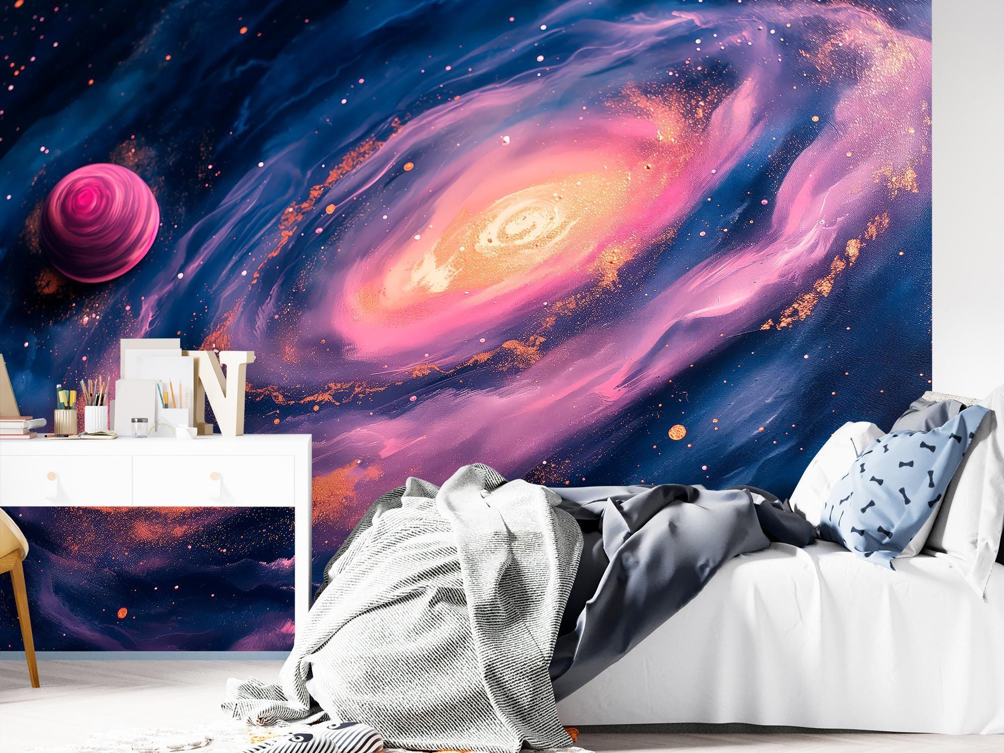 Galactic Swirl – Cosmic Spiral Galaxy Wall Mural | Deep Space Art Print ...