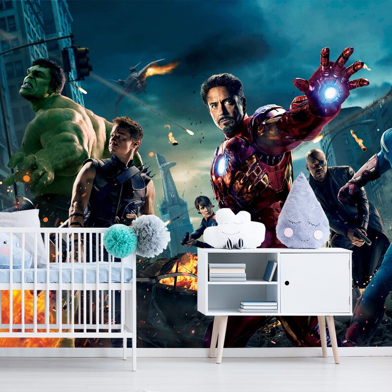 Iron Man EndGame Wall Art Marvel Comics Wall Mural Avengers Wallpaper I Love You 3000 Self Adhesive Wallpaper Peel and Stick Wallpaper X292