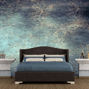 Dark Blue Loft Wallpaper Bedroom, Grunge Wall Mural Abstract Wall Art Self-Adhesive Wallpaper Peel & Stick Old Cement Wall Decor Remove X551