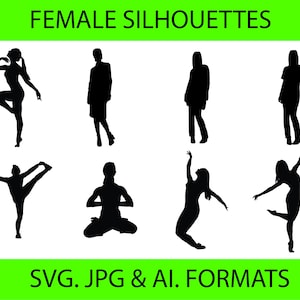 Paquete de silueta femenina / Descarga digital / SVG femenino, Vector mujer, Lady PNG, Vector femenino, Forma femenina, Contorno de dama