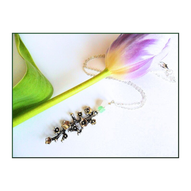 Blossoming Branch in Tibetan Silver with Rose Quartz and Aventurine Ostara Jewelry from Hopkins /& The Witch Spring Accessories