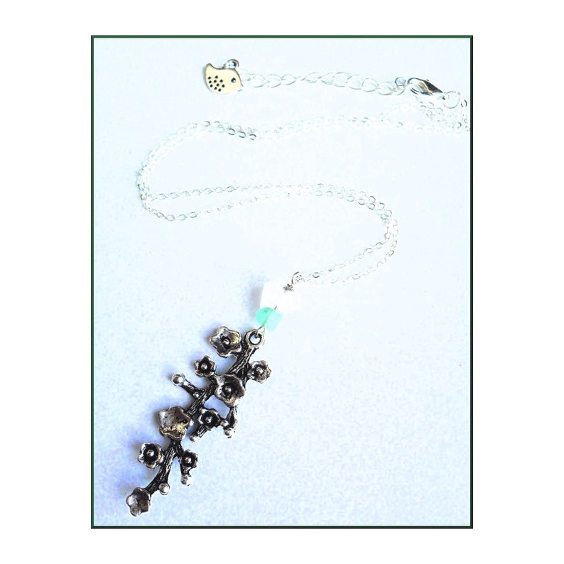 Blossoming Branch in Tibetan Silver with Rose Quartz and Aventurine Ostara Jewelry from Hopkins /& The Witch Spring Accessories