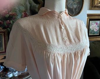 Antique French peach silk night dress