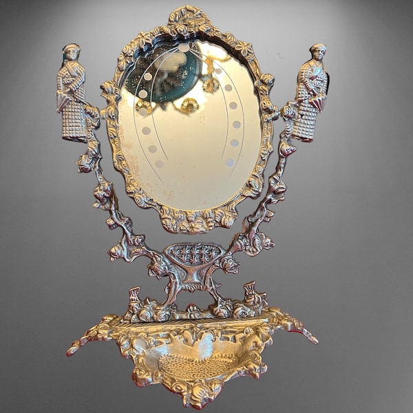 Table mirror - psyche, bronze, vintage, Europe