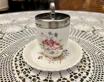 Zweier Set - Vintage Sammler Porzellan Eierkocher und COALPORT Untertasse - Coddler-Shrewsbury Muster - England - Vintage - tolles Geschenk