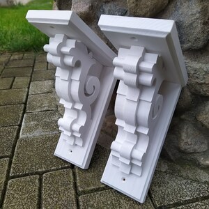 Small White Wooden Wall Brackets Set of 2