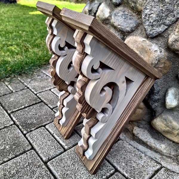 2 Wooden Corbels Painted