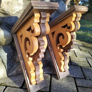 2 Wooden Corbels Painted image 2