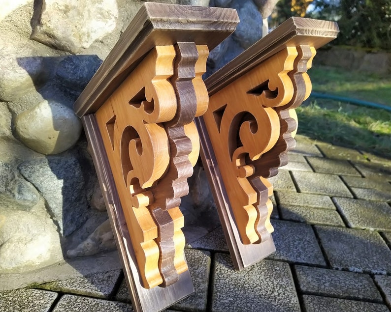 2 Wooden Corbels Painted image 2