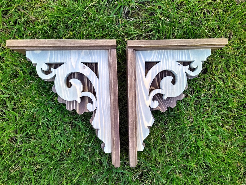 2 Wooden Corbels Painted image 3