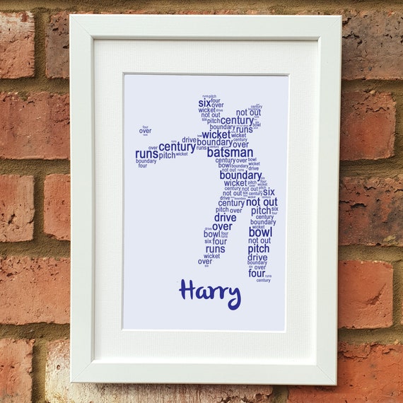 Personalised Cricket Word Art Print Ideal Gift For Boy S Bedroom Birthdays Any Occasion