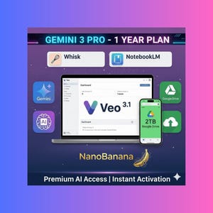 Google Gemini 3 Pro 1 Year Plan | Veo 3.1 | 2TB Google Drive | Premium AI Access