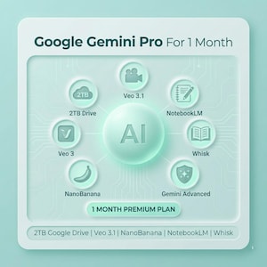 Google Gemini 3 Pro 1 mes | Veo 3.1 | NanoBanana | 2 TB de Google Drive