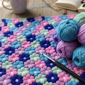 Puff Flower Blanket Afghan Crochet Pattern – PDF Tutorial by marifu6a
