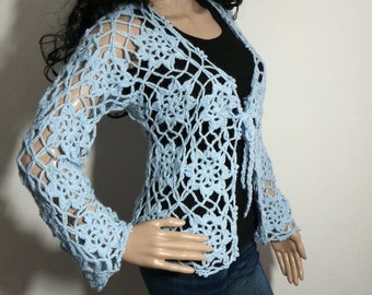 Elegant crochet  blue jacket bolero pattern pdf