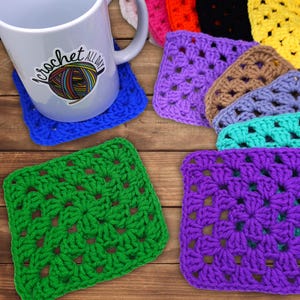 PDF Crochet Pattern + Video – Traditional Granny Square Coaster / Motif