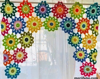 Crochet pattern “flower colorful curtains” by marifu6a