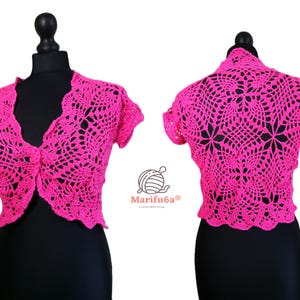 crochet pineapple bolero, shrug pattern pdf + Video