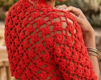 crochet red flower bolero shrug pattern pdf + Video