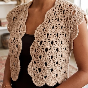 Tutorial de patrón de elegante bolero de crochet