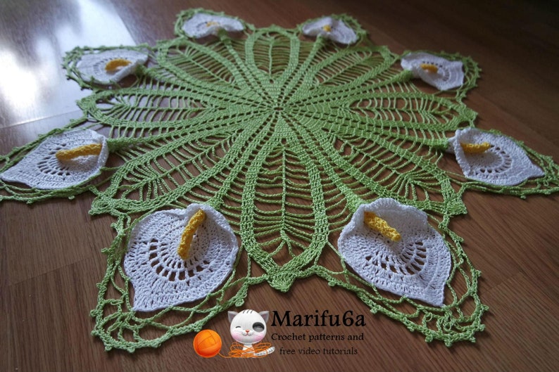 Crochet doily with Calla Lily pattern pdf 145